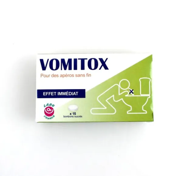 Boite de Médicaments Bonbons Humoristiques " Vomitox"