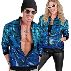 Bombers à sequins avec effet de vagues bleues pour adulte - Taille au choix