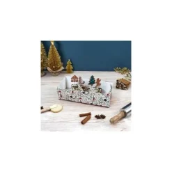 Boîte à bûche avec couvercle, support et piques - Noël