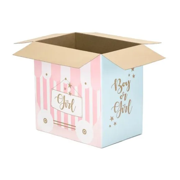 Boîte en carton XXL "Boy or Girl" pour l'envoi des ballons - 60 x 40 x 60 cm - Gender Reveal