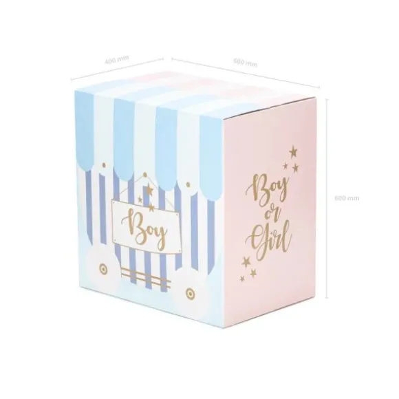 Boîte en carton XXL "Boy or Girl" pour l'envoi des ballons - 60 x 40 x 60 cm - Gender Reveal