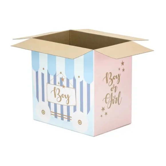 Boîte en carton XXL "Boy or Girl" pour l'envoi des ballons - 60 x 40 x 60 cm - Gender Reveal