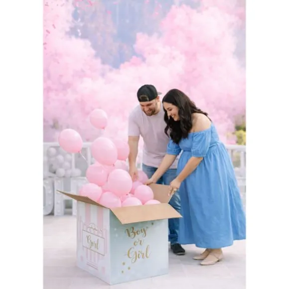 Boîte en carton XXL "Boy or Girl" pour l'envoi des ballons - 60 x 40 x 60 cm - Gender Reveal