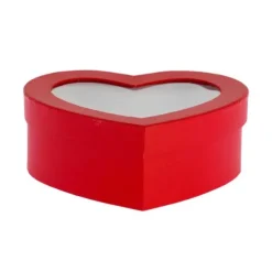 Boîte en forme de cœur rouge en carton - 19,5 x 7 x 15,5 cm - Saint-Valentin
