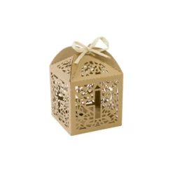 10 boîtes blanches en carton - Branches dorées