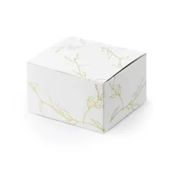 10 boîtes blanches en carton - Branches dorées