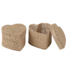 2 boîtes en jute en forme de cœur - 6 x 4,5 x 6 cm