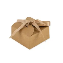 10 Boîtes Festonnées Kraft avec Rubans en Satin - 7 cm