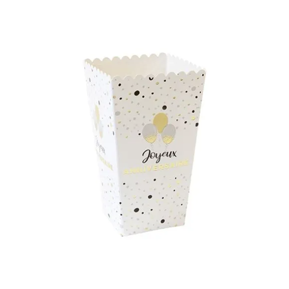 6 boîtes à pop-corn "Joyeux Anniversaire" - Collection Splendid