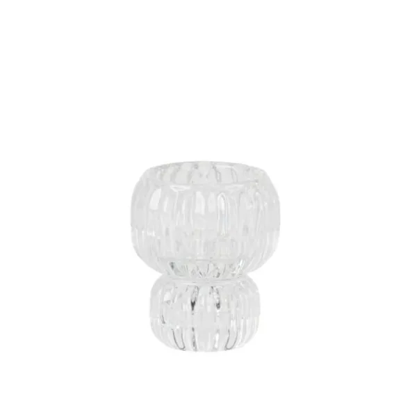 Bougeoir double en verre - Paul - 6,5 x 7,5 cm