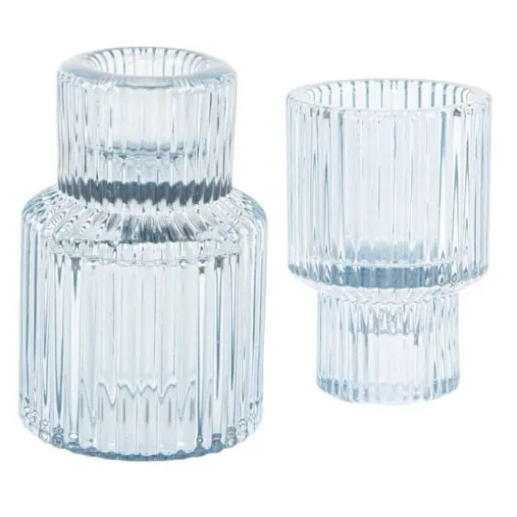 Bougeoir double en verre - Paul - 6,5 x 7,5 cm