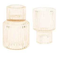 Bougeoir double en verre - Paul - 6,5 x 7,5 cm