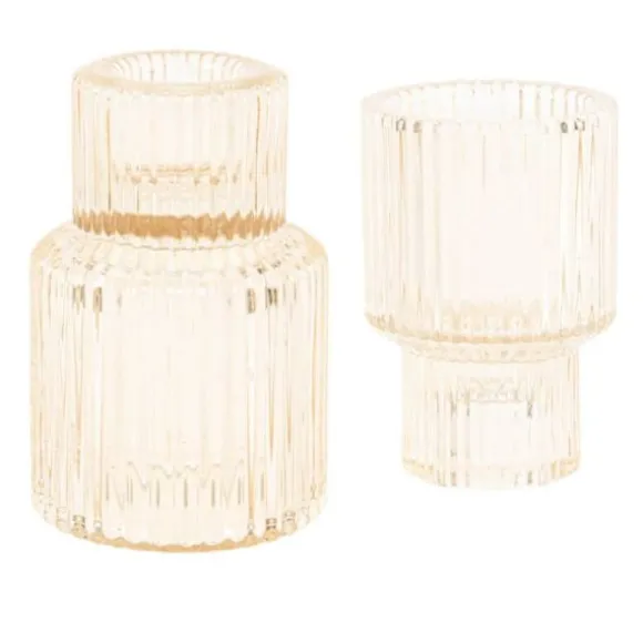 Bougeoir double en verre - Paul - 6,5 x 7,5 cm