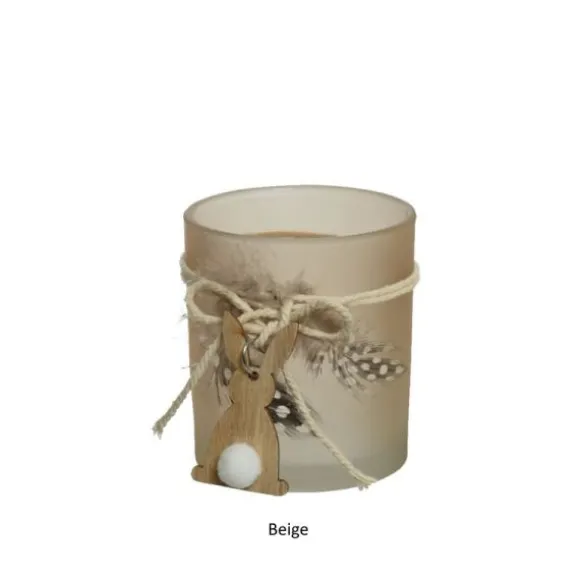 Bougeoir en verre avec fleurs séchées en décor - 24 cm - Couleur au choix