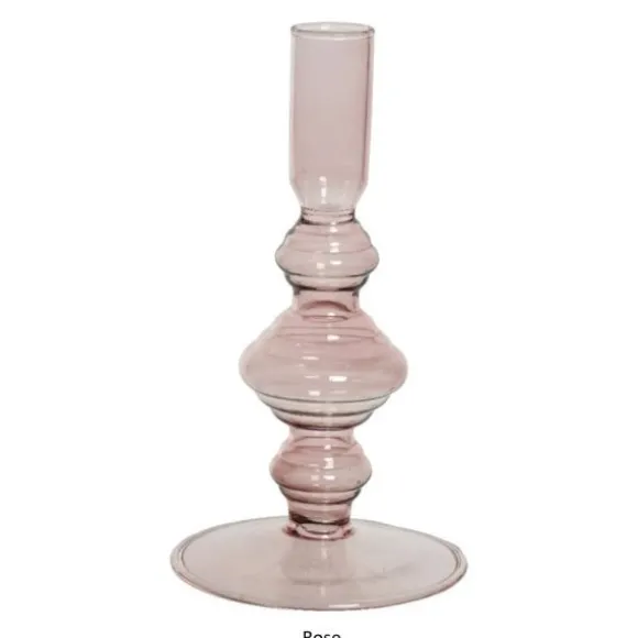 Bougeoir en verre - 16 cm - Couleur au choix