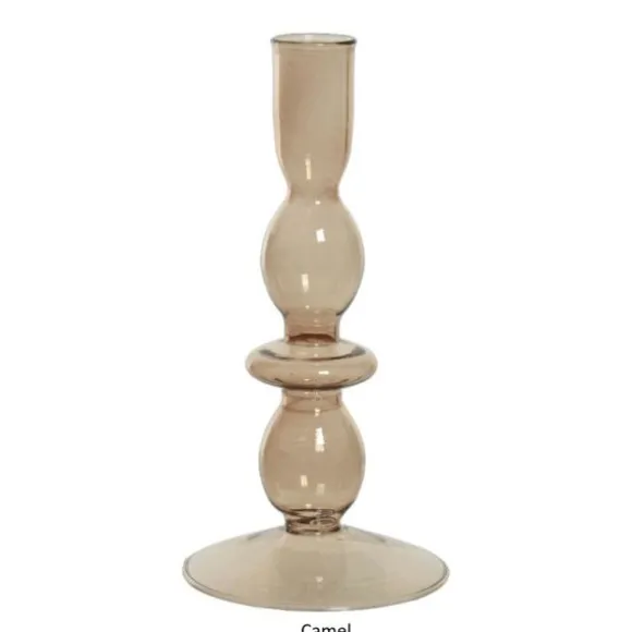 Bougeoir en verre Terracotta - 14 cm