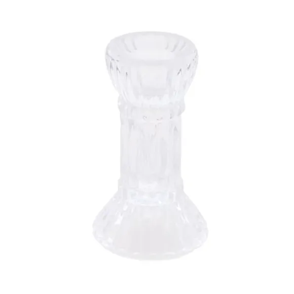Bougeoir Flambeau en Verre - 6 x 12,5 cm - Transparent