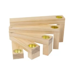 5 bougeoirs design articulés en bois - 20 x 10 x 3 cm