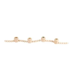 4 bougeoirs en forme de perles en bois - 5 x 4 x 63 cm