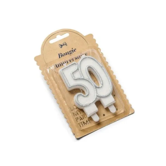 Bougie 50 Ans Pailletée Argent