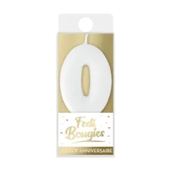 Bougie blanche à paillettes argentées en forme de chiffre - Chiffre au choix