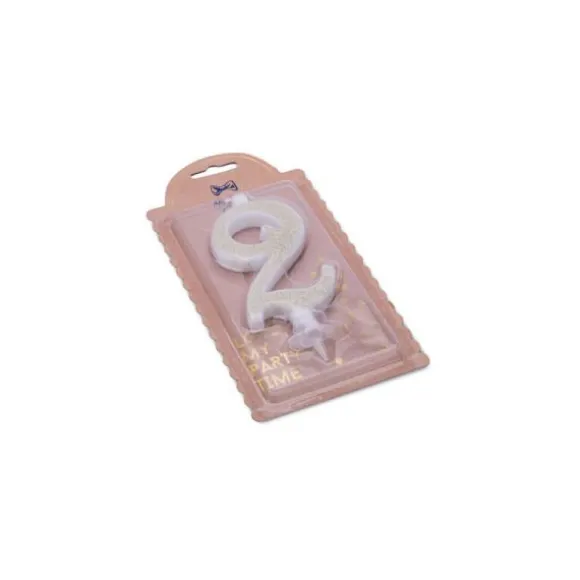 Bougie Calligraphie Paillettes Or - 10,5 cm - Chiffre au Choix