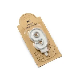 Bougie Chiffre 9 Pailleté Argent