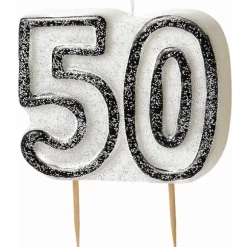 Bougie Chiffres Anniversaire 50 ans 'Glitz' Noires