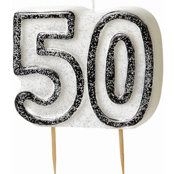 Bougie Chiffres Anniversaire 50 ans 'Glitz' Noires