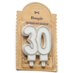 Bougie Chiffres Anniversaire 30 ans - Pailletée Argent