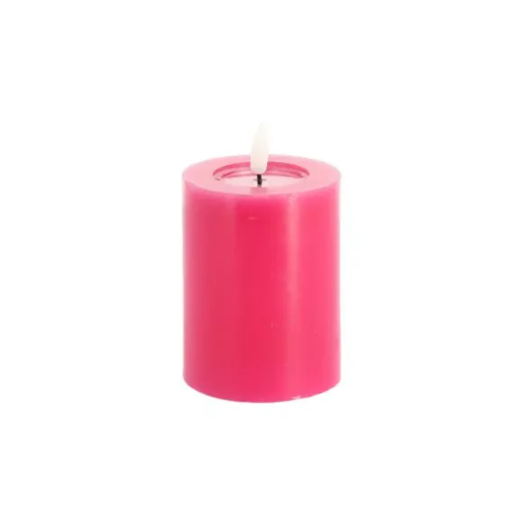 Bougie cylindrique à LED en cire - 7 x 10 cm - Couleur au choix