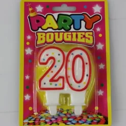 Bougie d'Anniversaire 20 ans - Coloris Divers