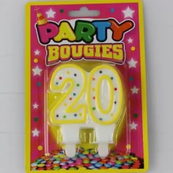 Bougie d'Anniversaire 20 ans - Coloris Divers