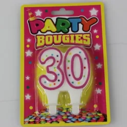 Bougie d'Anniversaire 30 ans - Divers Coloris