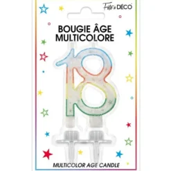 Bougie d'Anniversaire 18 Ans Multicolore