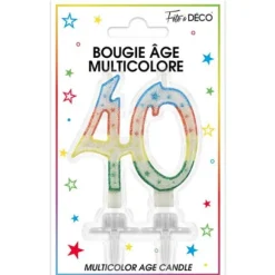 Bougie d'Anniversaire 40 Ans Multicolore