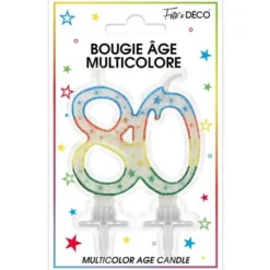 Bougie d'Anniversaire 80 Ans Multicolore