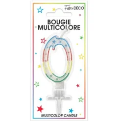 Bougie d'Anniversaire chiffre 0 Multicolore