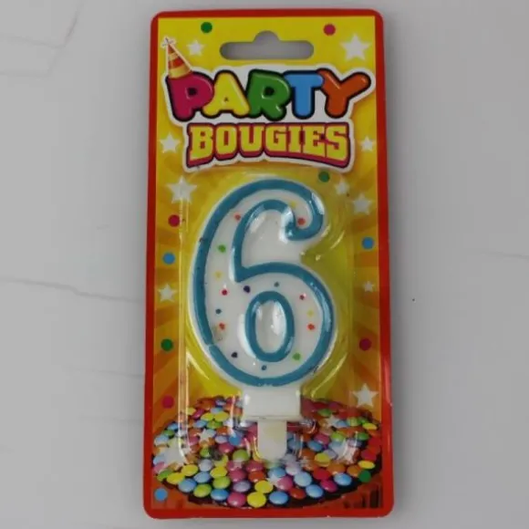 Bougie d'Anniversaire Chiffre 6 - Divers Coloris