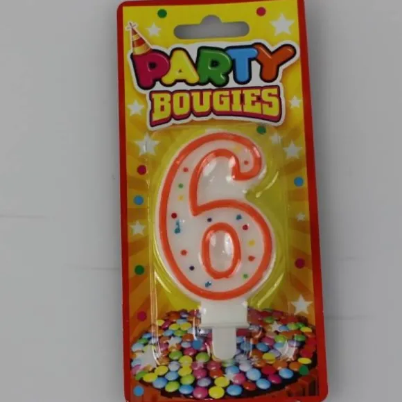 Bougie d'Anniversaire Chiffre 6 - Divers Coloris