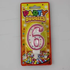 Bougie d'Anniversaire Chiffre 6 - Divers Coloris