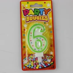 Bougie d'Anniversaire Chiffre 6 - Divers Coloris