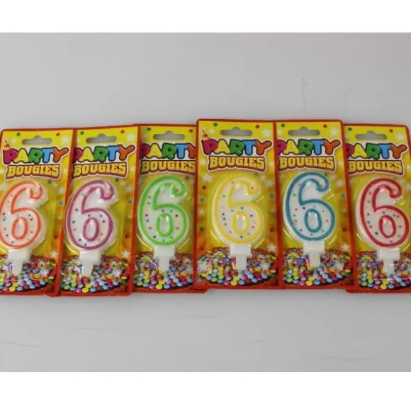 Bougie d'Anniversaire Chiffre 6 - Divers Coloris