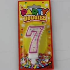 Bougie d'Anniversaire Chiffre 7 - Divers Coloris