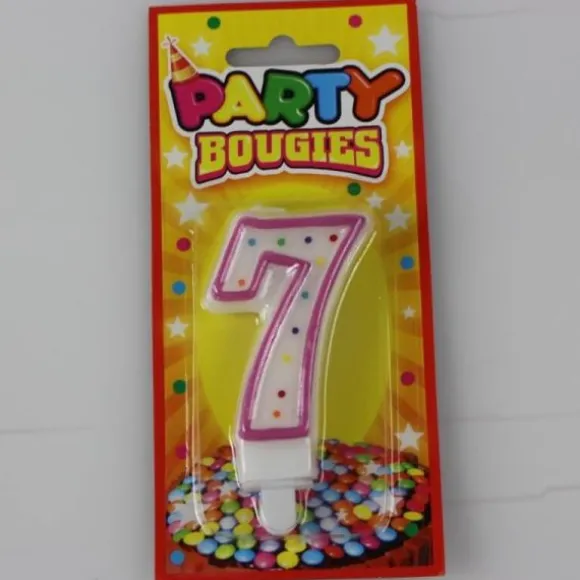 Bougie d'Anniversaire Chiffre 7 - Divers Coloris