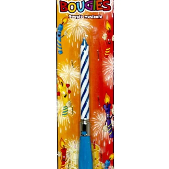 Bougie d'anniversaire musicale bleue