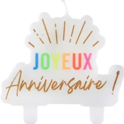 Bougie "Joyeux Anniversaire" - Collection Festicolor - Couleur au choix