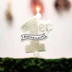 Bougie "Mon Premier Anniversaire" - Paillettes Champagne