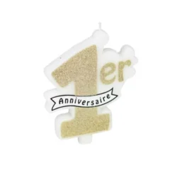 Bougie "Mon Premier Anniversaire" - Paillettes Champagne