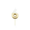 Bougie Métal blanc et or sur pique en bois - 10,5 cm - Chiffre au Choix